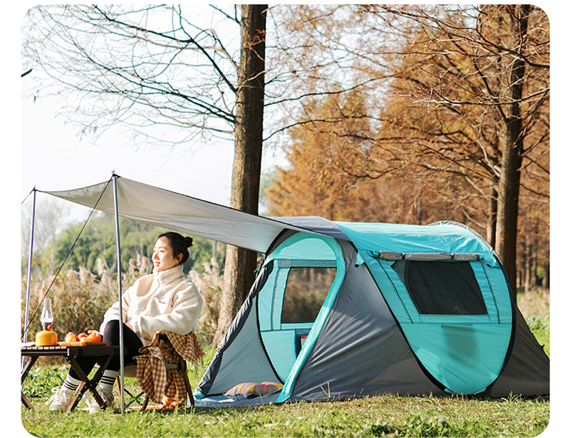 Cheap Goat Tents Outdoor Camping Tent 190T Sunscreen Double Layers Automatic Thick Waterproof Detachable Multi  use 3 4 Person Hiking Tent   